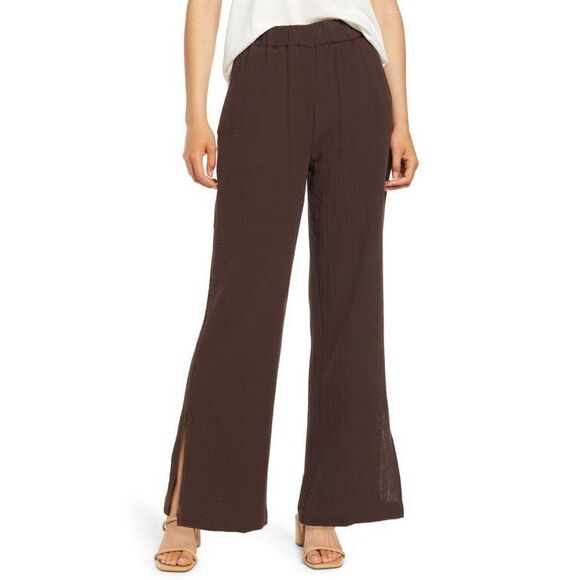 Sanctuary Women's Easy Going Gauze Wide-Leg Pants - Chocolate Size XL - Picture 1 of 3
